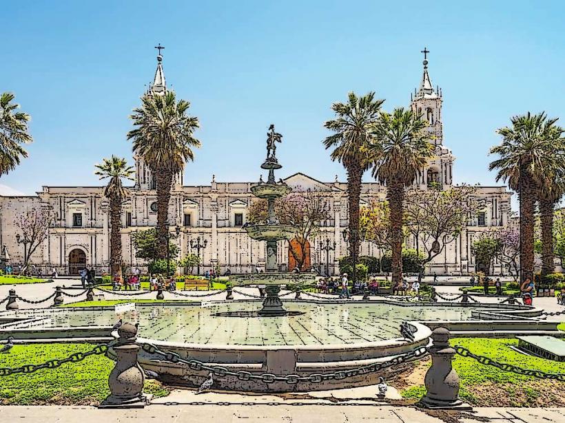 Plaza de Armas главен площад е централна характеристика в много