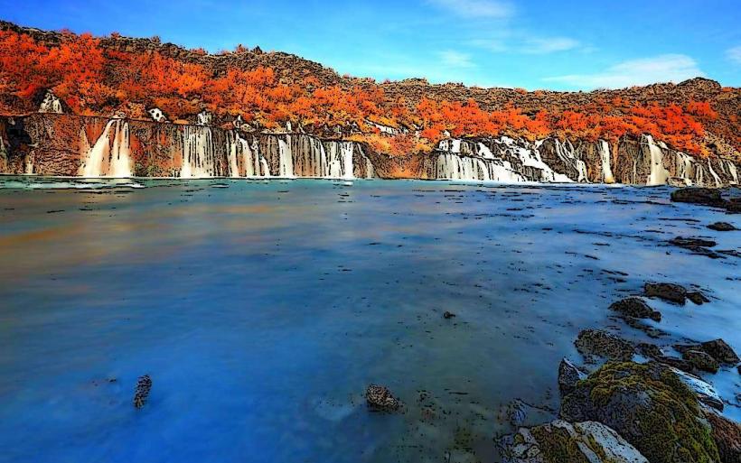 Водопадът Hraunfossar