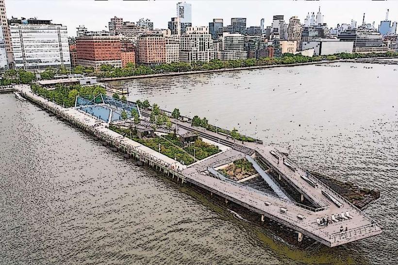 Hudson River Park е обширен и жизнен парк на брега